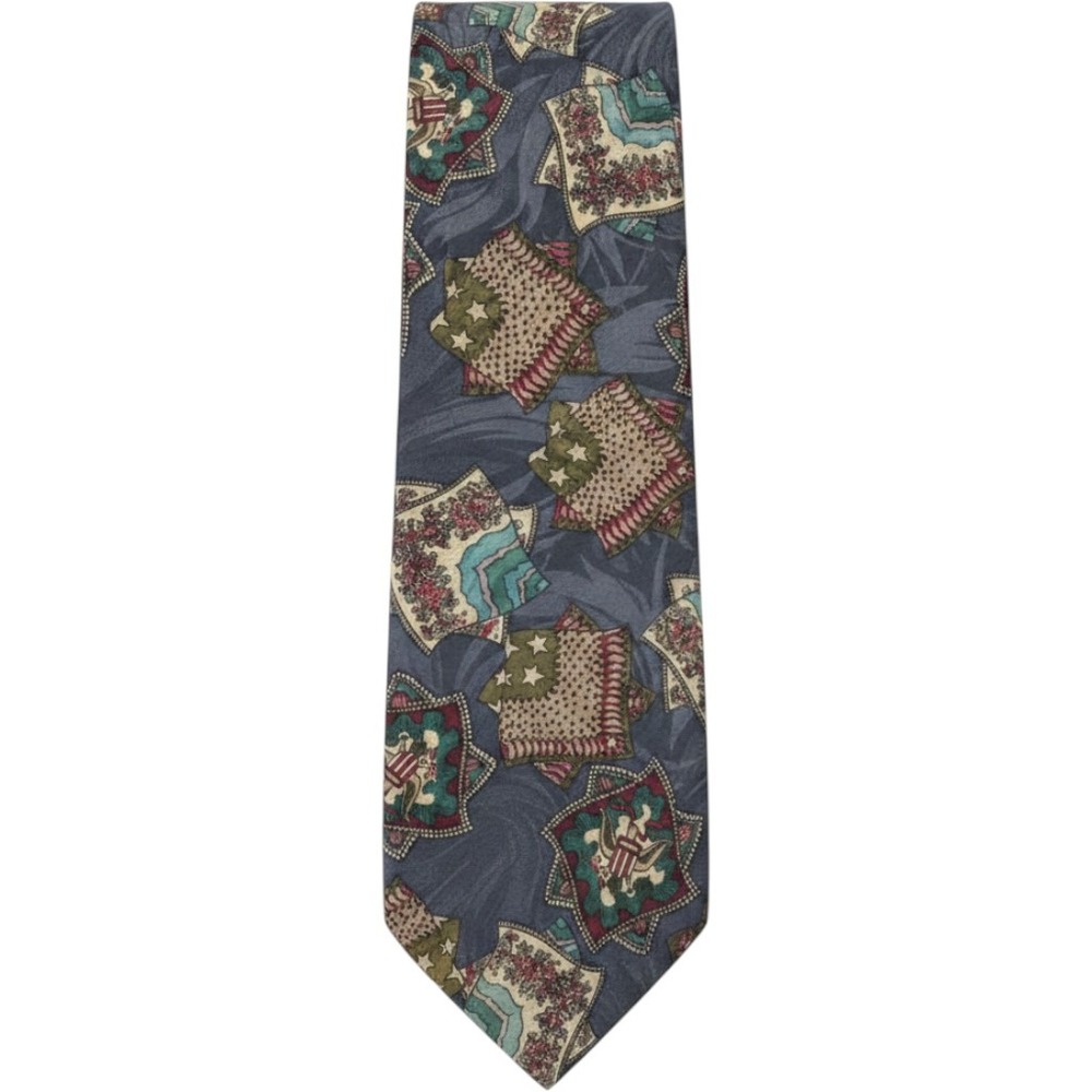 Sheaf & Caber Mens Silk Tie Blue Patriotic Eagle Stars Stripes Americana USA